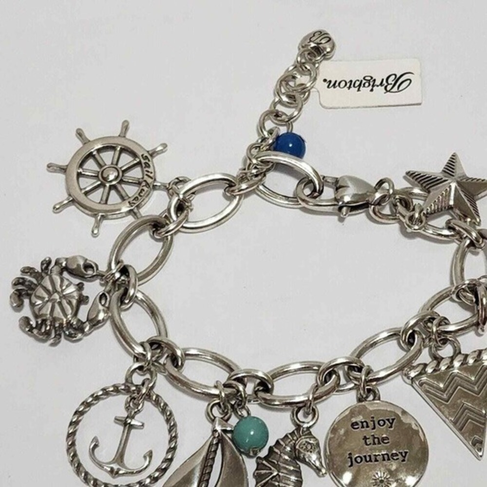 Brighton Blue Water crab, seahorse, star, sailboat, and pearl charm bracelet new - Picture 8 of 9